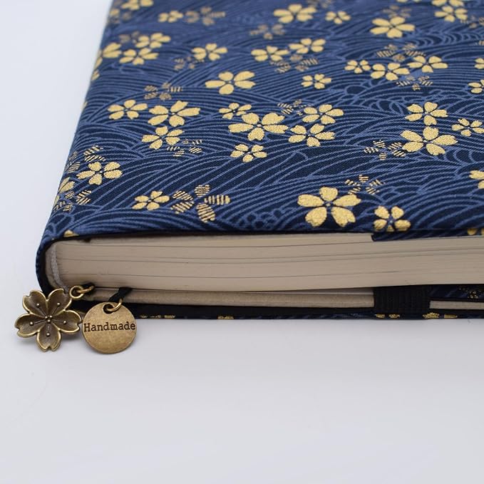 BLBMH 5.5x8.5 inch Book Covers for Paperbacks Adjustable Book Cover for Women Book Lovers Gifts Bible Novels Journal Soft Cloth Protector - Blue Sakura 8.5in