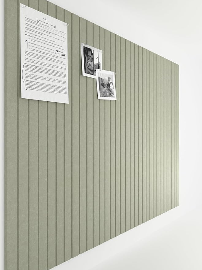 Bumusty Large Cork Board Alternative-47 x35 Felt Bulletin Board Tiles, with 30 Pushpins, 70 Adhesive Tabs, 12-Pack Slat Wall Paneling, Cork Boards for Office Push Pin Board Felt Board-Sage