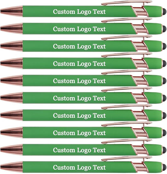 Custom Engraved Ballpoint Pens Bulk, Personalized with Name/Logo, Black or Blue Ink, Smooth Writing for Office, School, Business, Church, Reunion Grass 50 Pcs