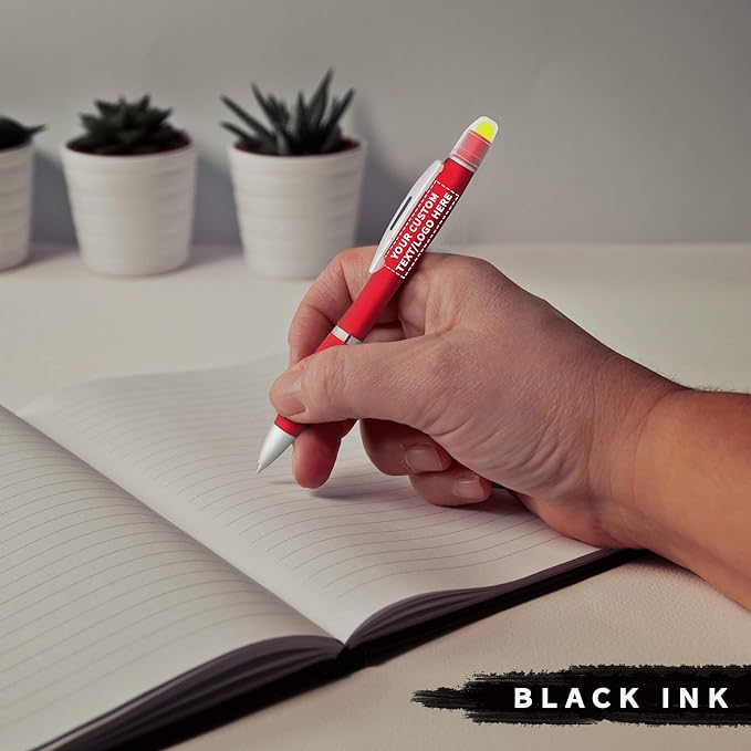 DISCOUNT PROMOS 100 Marathon Gel Highlighter Pens Pack - Customizable Text, Logo - Twist Mechanism, Ballpoint - Red