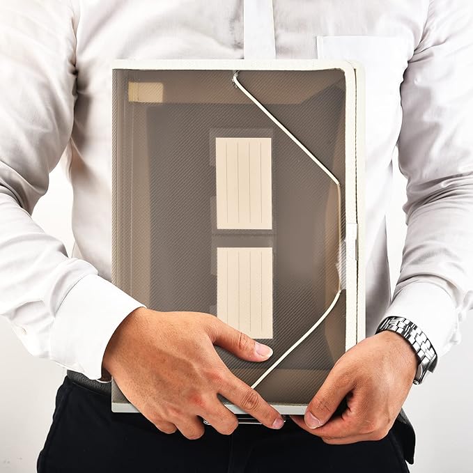 Expanding File Folder Document Organizer r with Flap and Cord Closure, Waterproof Transparent Document Bag, 2.8" Expansion, Letter A4 Expandable File Folder for Home School Office Organization，5 Pack