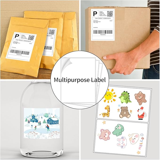 Coopaty Half Sheet Shipping Labels 8.5" x 5.5" Sticker Labels for Laser & Ink Jet Printers, 2 Per Page Self Adhesive Mailing Labels for Packages (8000 Labels)