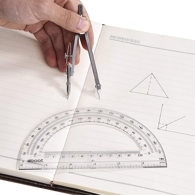 Drawing Compass and 6 Inch Protractor, Student Geometry Math Set