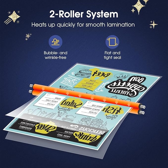 Crenova Laminator Machine with 10 Laminating Sheets, A4 Laminating Machine Hot & Cold with Fast Warm Technology, Thermal Laminator 9 Inch for Home Office School Business White