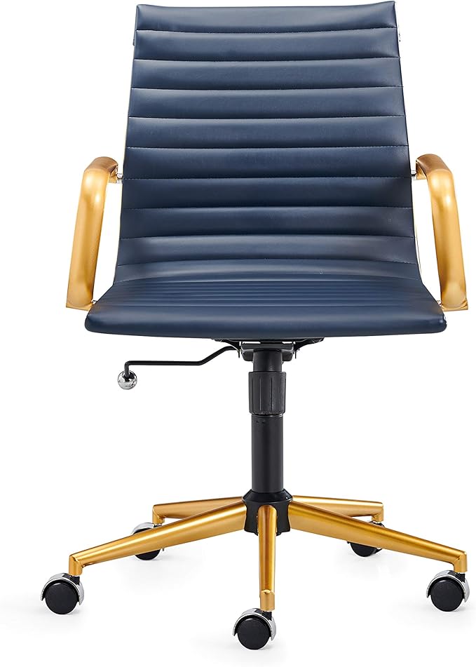 Chair, Desk Computer Chair ，with Armrests ，Ergonomic Office Chair for Home and Office, 17.32 x 22.83 x 35.43 inches, Multiple Colors (Gold Navy)