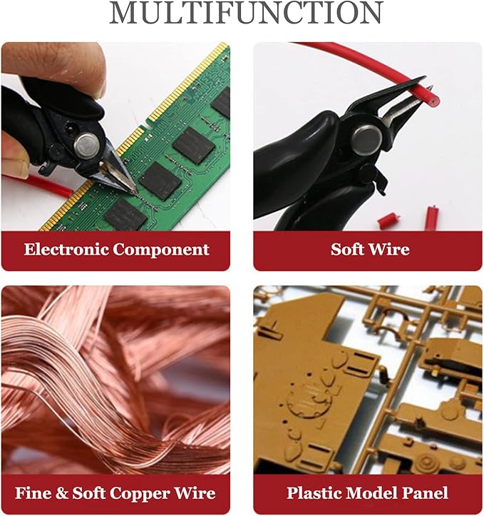 BOENFU 3.5 Inches Mini Cutter with Lock, Flush Cutters, Small Wire Snips, Micro Wire Cutter with Spring, Black