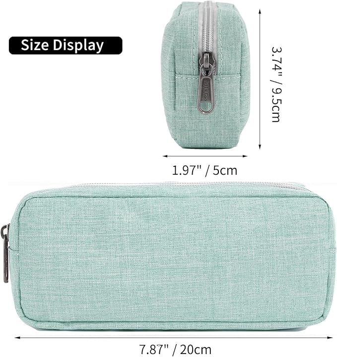 Della Gao Small Pencil Case Large Capacity Pencil Pouch Marker Pen Bag Coin Pouch Office Stationery Organizer (Green)