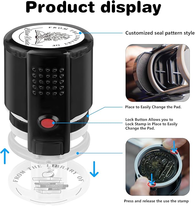 Custom Self-Inking Stamps | Personalized Book Stamp Gift for Book Lovers | 5 Ink Colors (Style12)