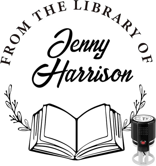 Custom Self-Inking Stamps | Personalized Book Stamp Gift for Book Lovers | 5 Ink Colors (Style05)