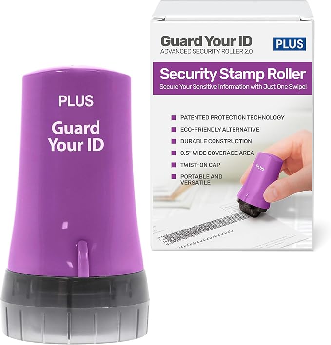 Guard Your ID Advanced Security Roller 2.0 for Identity Theft Prevention Stamping Purple