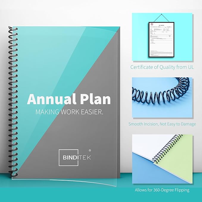 Binditek 50 Pack Plastic Spiral Binding Coils, 14mm(9/16"), 115 Sheet Capacity, 4:1 Pitch, Black, 48 Loops, for Letter Size, for Students and Coworkers