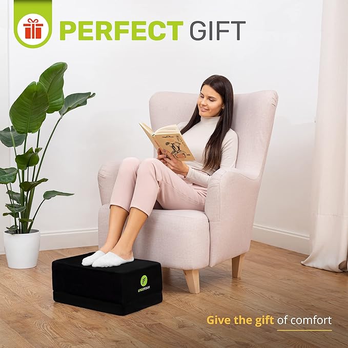 ErgoFoam XL Foot Rest for Under Desk at Work for Stools & High Chairs Chiropractor-Endorsed 2in1 Adjustable Under Desk Footrest Ergonomic High-Density Compression-Resistant Foam Nonslip Foot Rest