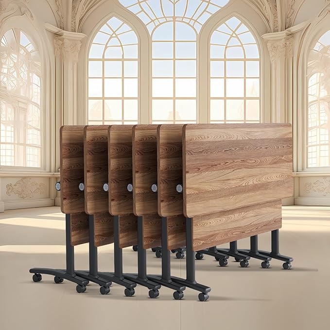 Conference Room Table with Flip-Top Design for Dynamic Meetings, Business Table Computer Desk with Heavy-Duty Frame,Foldable Seminar Meeting Tables for Home Office (6, C, 70.8IN)