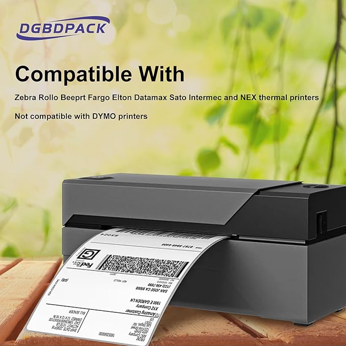 Fanfold 4'' x 6'' Direct Thermal Shipping Labels 300 Labels/Stack Compatible with Zebra Rollo Beeprt Printer Ultra Adhesive