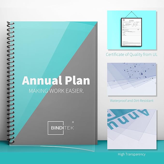 Binditek 50 Pack 8 Mil Binding Presentation Covers, Ultra Clear, 8.5 x 11 Inches, Letter Size, Square Corners, Un-Punched