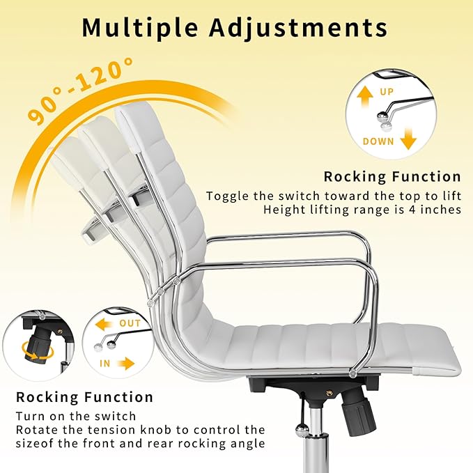 Chair, Desk Computer Chair ，with Armrests ，Ergonomic Office Chair for Home and Office, 17.32 x 22.83 x 35.43 inches, Multiple Colors (White)