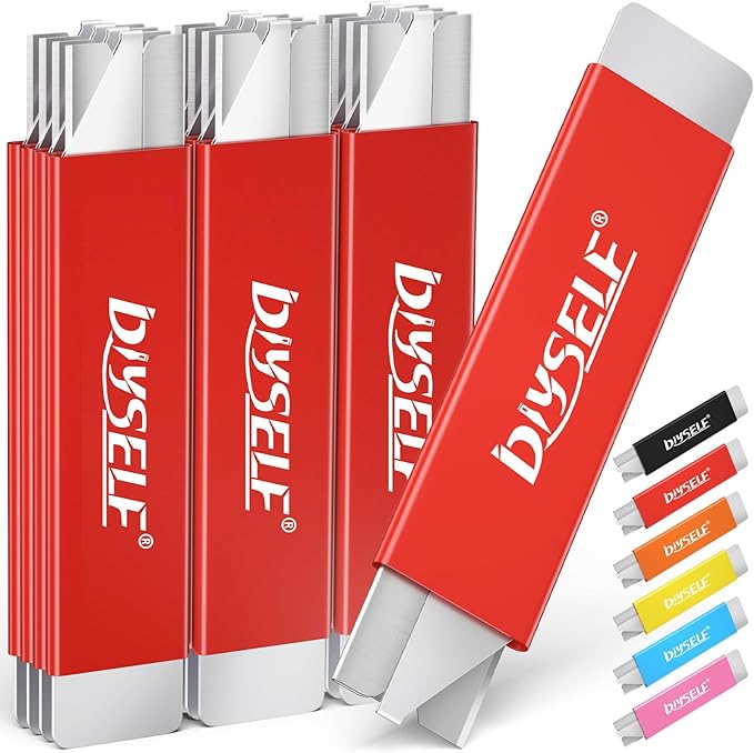 DIYSELF 12 Pack Box Cutters, Utility Knife Aluminum Alloy, Razor Knife Utility, Box Knife with Single Edge Razor Blade, Box Cutter Knives Retractable, Boxes Opener for Letters, Packages (Red)