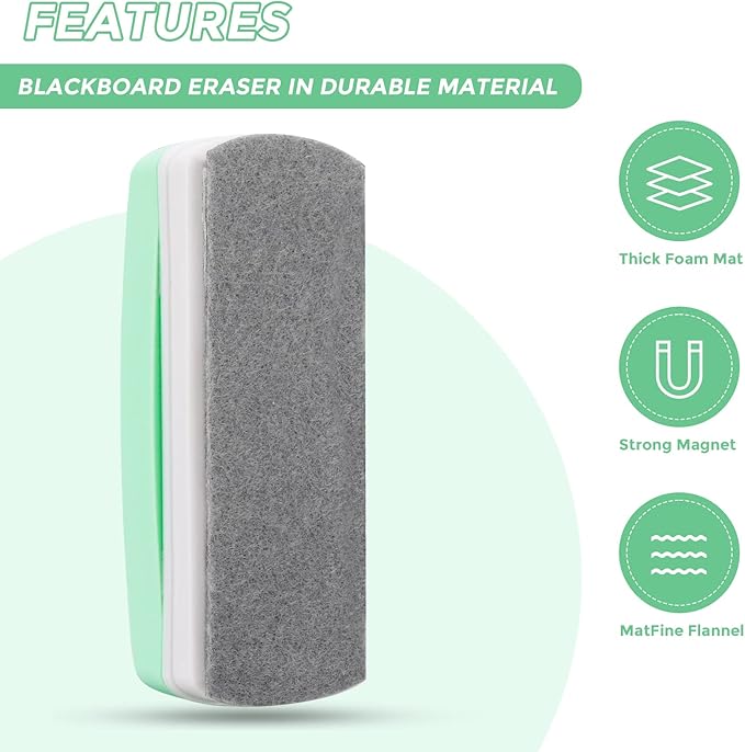 Ddaowanx Whiteboard Eraser, Magnetic Dry Erase Eraser, Glass Board Eraser,School and Office Supplies, Pack of 2 (Light Green)