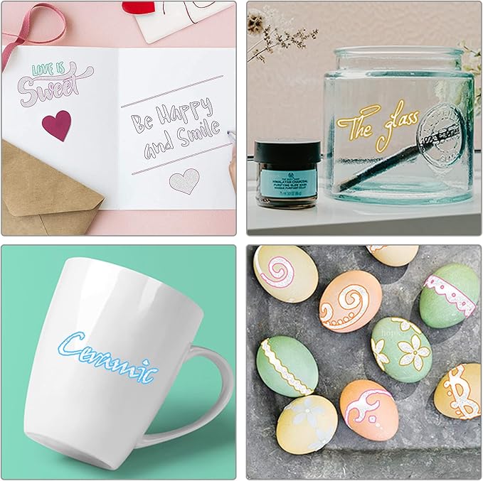 Double Line Outline Metallic Markers,Super Squiggles Shimmer Markers Pen,12 Colors Self-Outline Metallic Markers Glitter Writing Drawing Pens for Christmas Card Writing,Posters,DIY Art Crafts