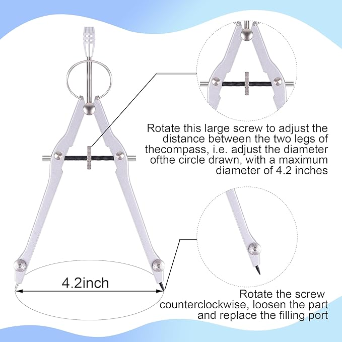 Compass and Protractor Set, Professional Drawing Compass Tool, Metal Compass with Extra Refills, Compass for Geometry and 6 Inch Math Protractors 180 Degree (Green)