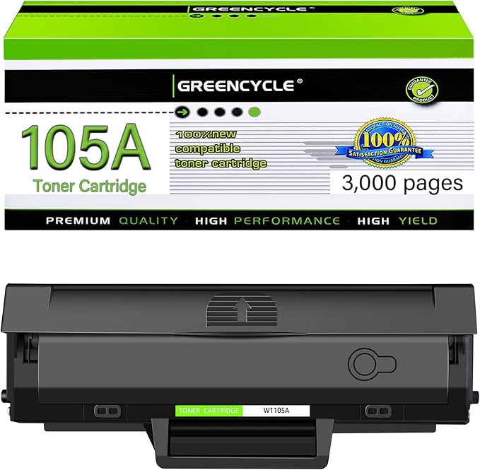 greencycle 105A Compatible Black Toner Cartridge Replacement for HP 105A 105 W1105A High Yield to use for Laser MFP 137fnw 135a 135w 107a 107w Printer (1-Pack)
