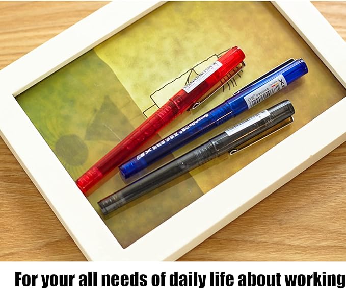 EYEYE 3 Colors Liquid Ink Rollerball Pens, 16 Packs (8 Black & 4 Blue & 4 Red) Quick Dry Gel Pen, 0.5mm Fine Needle Nib for Taking Notes Doodling, School Office Home Supplies