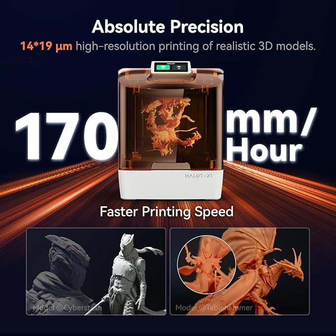 Creality Halot-X1 Combo Resin 3D Printer, 10.1" 16K Mono LCD, 14×19 μm, 170 mm/h High-Speed Printing, Intelligent Resin Management, Fully Assembled Auto Leveling, Large Print Size 8.33*4.66*7.87 in