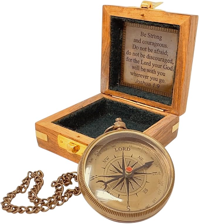 God My Lord Compass - Compass Gift Inspirational Quote Engraved, Graduation Gift, Confirmation Gift, Religious Gift for Men Women Boys Girls Teenage Kids, Baptism Gift