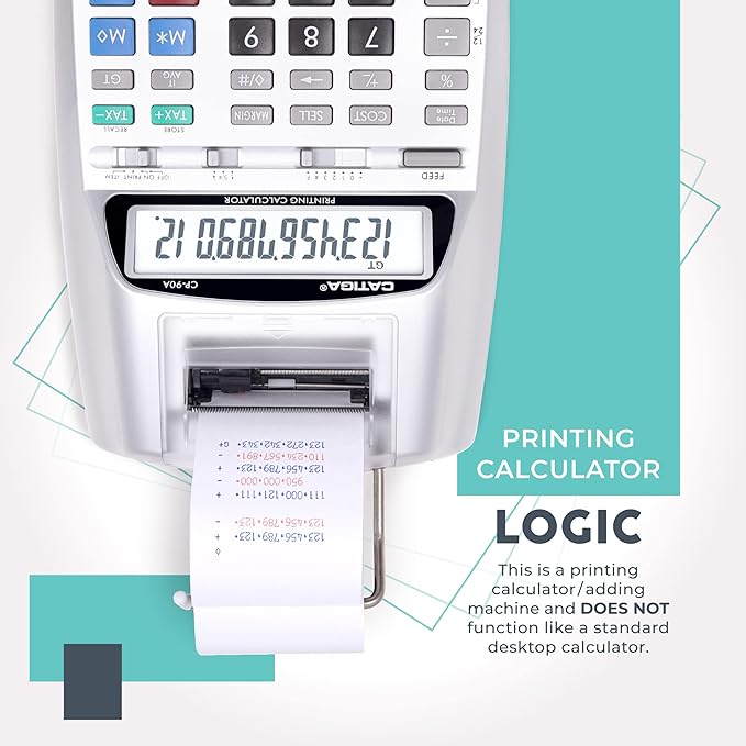 CATIGA New & Upgraded 2025 Printing Calculator Adding Machine 10 Key, Desktop Home Office Calculator with Paper Roll Print Out, Accounting Business Finance