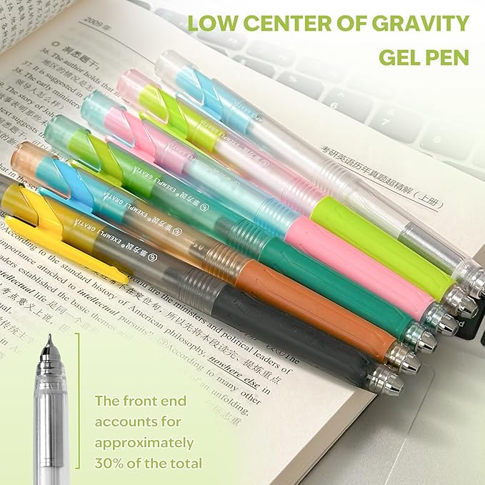 cute Pastel Ballpoint Pens Fine Point Smooth Writing Pens, 0.5mm Black Gel Ink pen, Quick-Dry Retractable with Silicone Grip, 4 Pcs - Morandi Colors for Office, School Supplies & Journaling