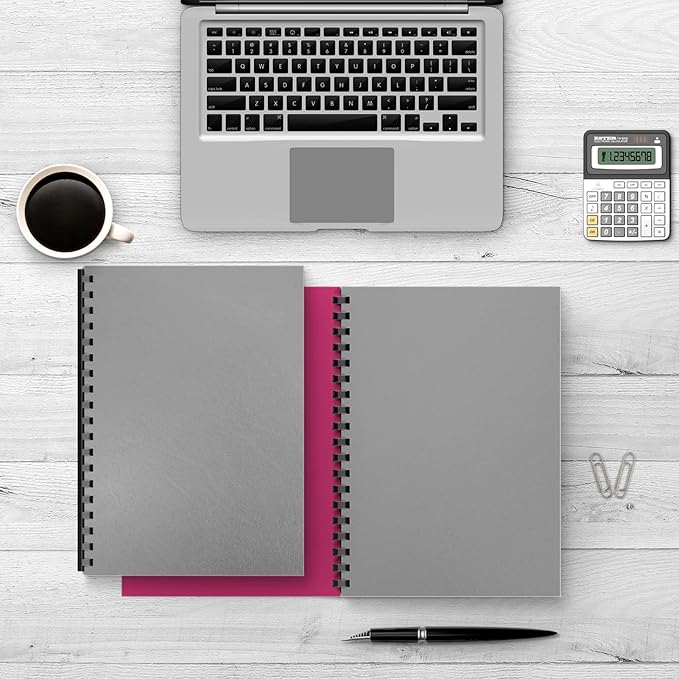 Binditek 50 Pack 16 Mil Leather Textured Polycovers - Binding Presentation Covers for Business Reports and Proposals 8-1/2 x 11 Inches, Grey Color, for Students and Coworkers