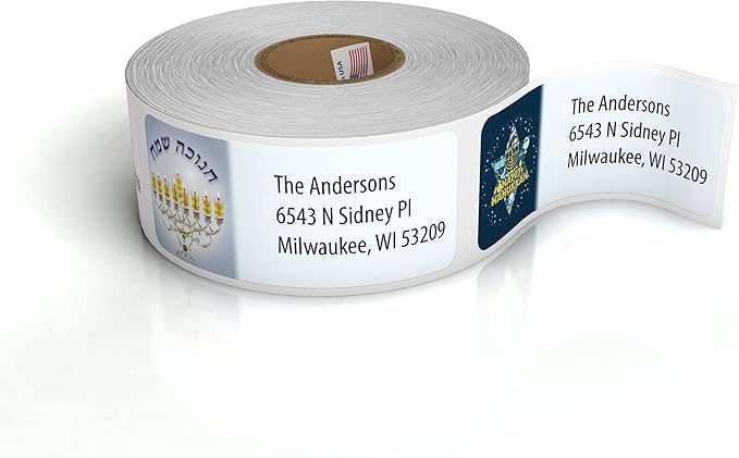 Customized Personalized Address Labels - Made in The USA by Kenco (500 Labels, Hannukah)