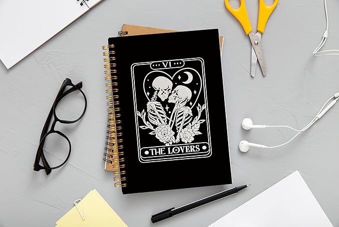 Gothic Spiral Notebook,Gothic Couple Journal,Gothic Notebook for Women Men Writing,Couple Spiral Notebook 8.3×5.5 Inch