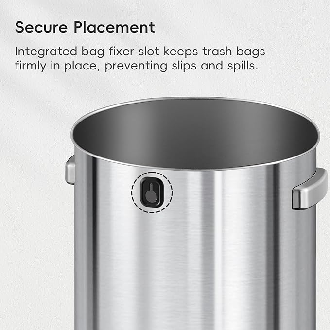 EKO Urban 24 Gallon Round Stainless Steel Open Top Waste Bin, Tall Commercial Trash Can for Indoor/Outdoor, Extra Large Metal Garbage Bin for Office, Restaurant, Restroom, 90L