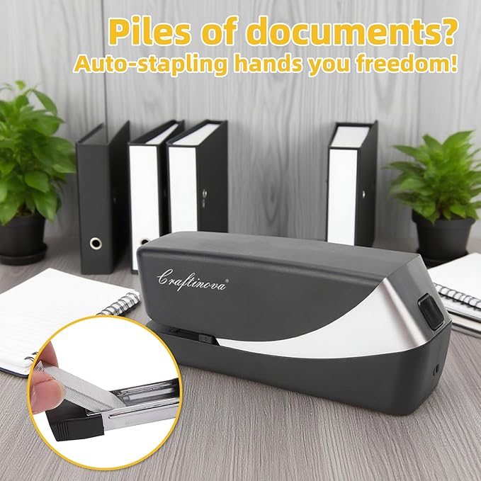 Electric Stapler, Automatic Stapler, Include 2000 Staples and 1 Staple Remover, Heavy Duty, Store 210 Staples，AC or Battery Powered, 25 Sheet Capacity.