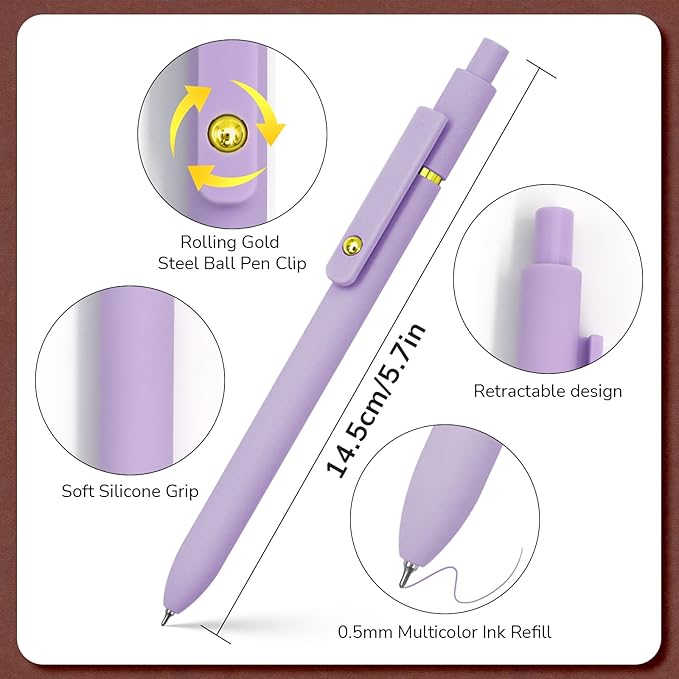 Colored Pens, 12 Pcs Colorful Pens Fine Point Smooth Writing Pen, 0.5mm Colored Ink Gel Pen for Journaling Note Taking, School Supplies Gifts for Women (12 Pcs Gold Vibrant and Vintage)