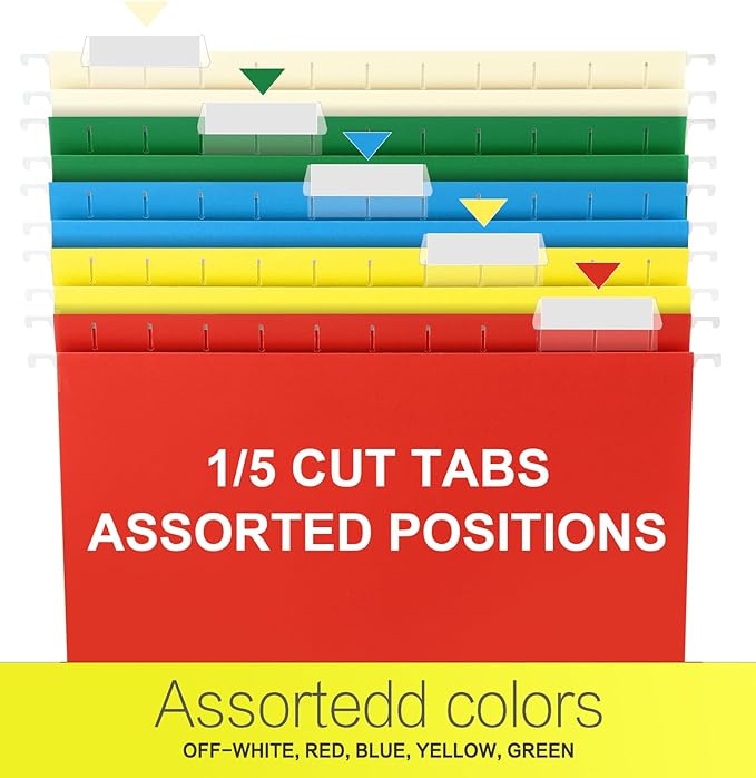 HERKKA Extra Capacity Hanging File Folders, 30 Pack Reinforced Letter Size Hanging Folders with Heavy Duty 2 Inch Expansion, Designed for Bulky Files, Medical Charts, Assorted Colors