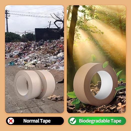 Eco-Friendly Kraft Paper Tape, Biodegradable Kraft Paper Tape, Recyclable Writable Packing Tape, Non-Coated Surface for Masking, Sealing, 2inch x 60yards, 24Rolls