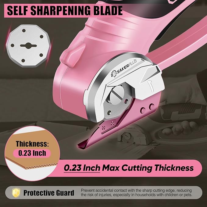 Cordless Electric Scissors,4V Rechargeable Cardboard Box Cutter Heavy Duty Fabric Scissor with Safety Lock & LED Light,Power Rotary Cutter for Leather Carpet Plastic Cutting,Sewing,Crafting