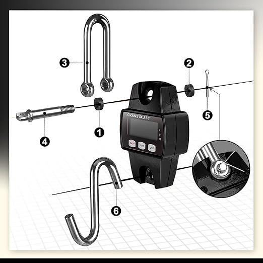 Digital Hanging Scale, 1102lb Crane Scale, 500kg Black Digital Electronic Weighing Scale with LCD Display for Hunting, Outdoor, Bass Fishing, Big Game, Farm