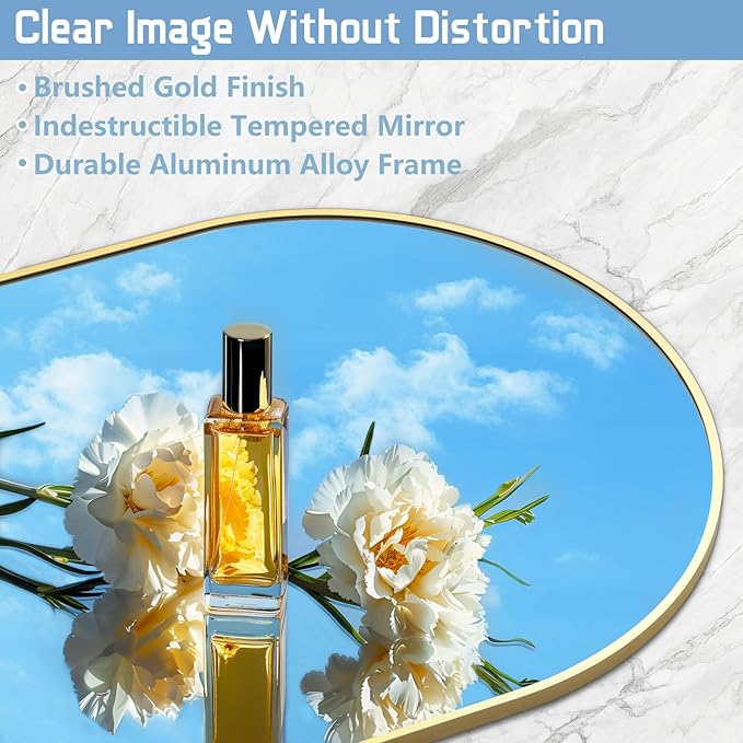 Floor Mirror Full Length, 56"X18" Gold Arch Full Length Body Mirror Wall Mounted with Thin Aluminum Frame, Tempered Glass Long Standing Mirror for Bedroom Living Room Dorm