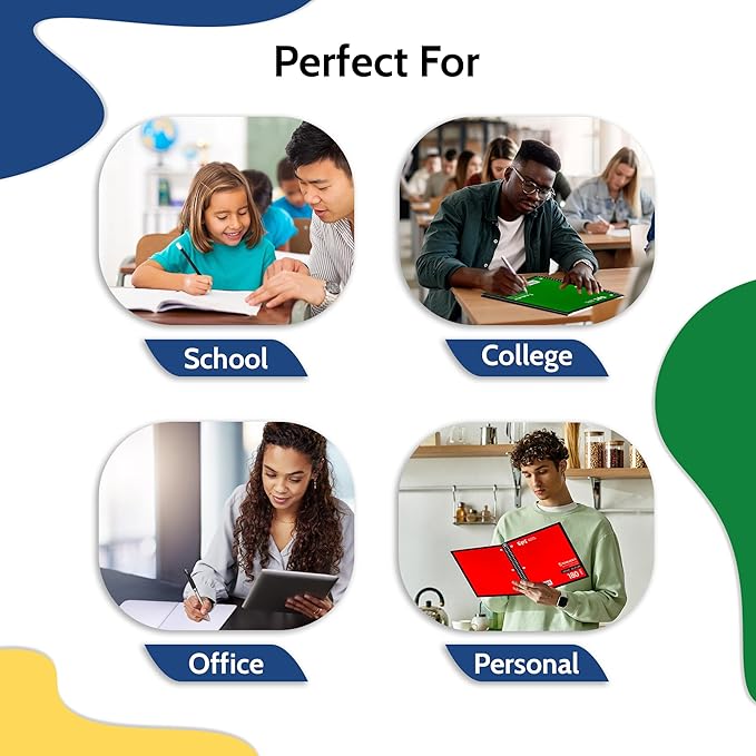 EPI Spiral Notebook | 5 Subject - Wide Ruled - 180 Sheets, Durable Spiral Binding | 10.5 x 8 in | Classroom Supplies | School, Office, Note Taking, Journaling - 3 Pack