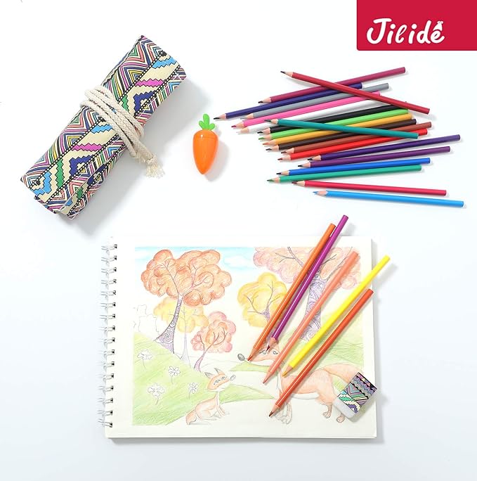 Erasable Colored Pencils Set for Adults and Kids 36 Count Coloring Pencils for Drawing, Sketching, Adult Coloring Books with Eraser, Sharpener, Canvas Pencil Roll Wrap Back to School Supplies