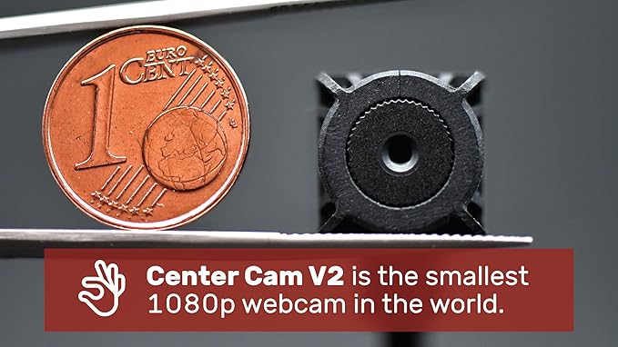 Center Cam V2 Middle-Screen Webcam - The Original Center Cam - 1080p Plug & Play USB, Adjustable Webcam for Laptop and Desktop for Home Video Conferences