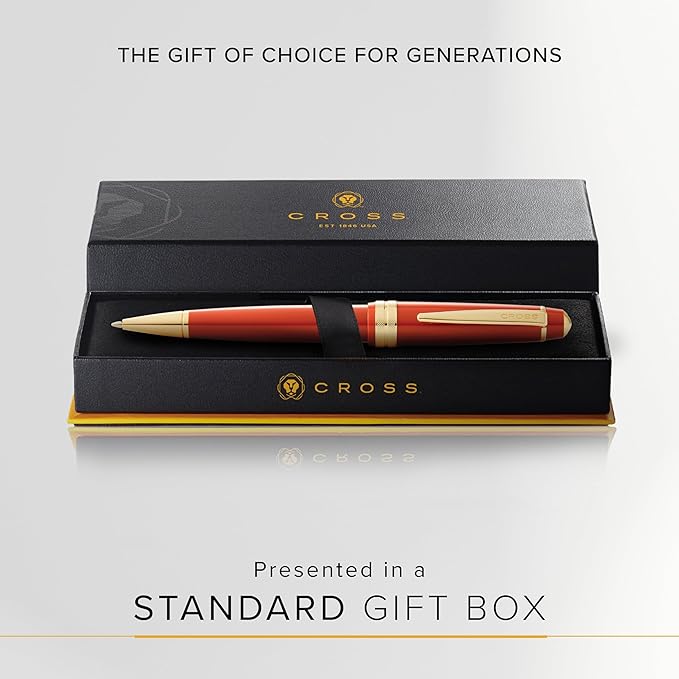 Cross Bailey Light Refillable Ballpoint Pen Presented in a Everyday Gift Box - Medium Point, Black Ink, Polished Amber