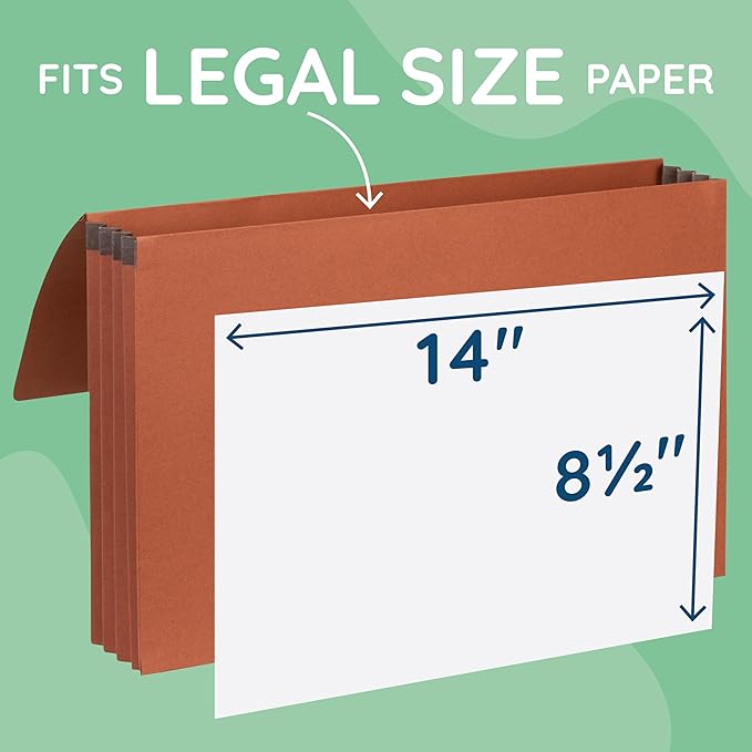 Blue Summit Accordion File Wallet with Flap and Cord Closure, Legal Size, 3” Expansion – 10 Pack