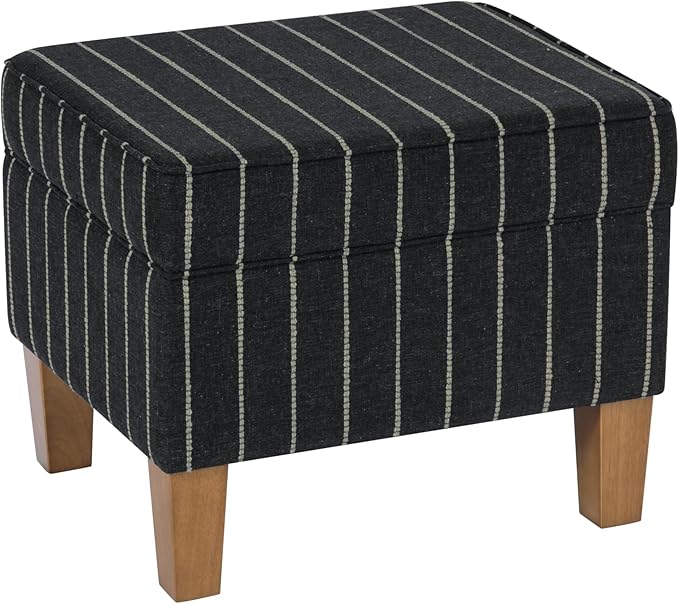 Home Decor | Dinah Collection Modern Storage Ottoman | Ottoman with Storage for Living Room & Bedroom(Black with Boucle Stripe)