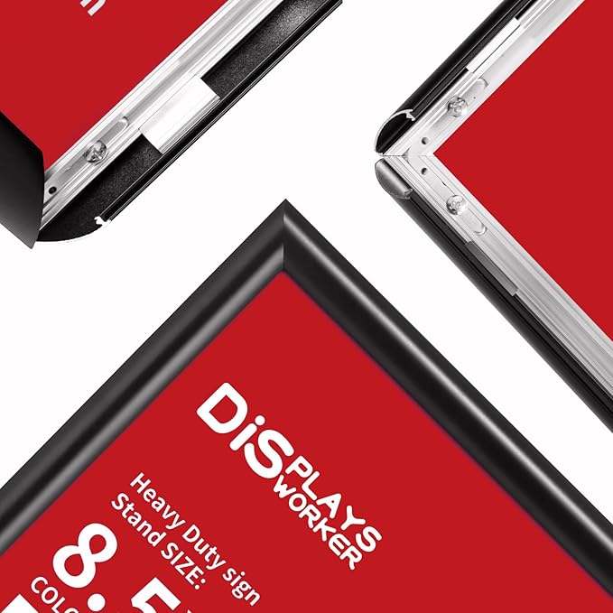 DISPLAYSWORKER Adjustable Heavy Duty Pedestal Sign holder floor Stand,sign stand poster stand ,Standing Floor for 11 x 17 inch,Vertical/Horizontal View,Black