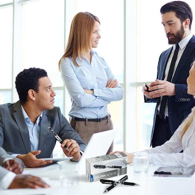 deli Gel Pens, 36 Pcs Retractable Black Ink, 12 Pens with 24 Refills，Medium Point Pen 0.7mm, Smooth Writing, Fast Dry, No Bleed for Journaling Note Taking, Home School Office Supplies