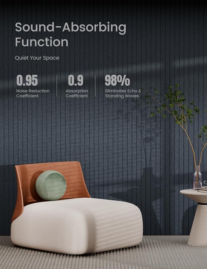 Bumusty Large Cork Board Alternative-36 x24 Felt Bulletin Board, with 30 Pushpins, 40 Adhesive Tabs, 6-Pack Slat Wall Paneling, Cork Boards for Office Push Pin Board Felt Board-Deep Charcoal Blue